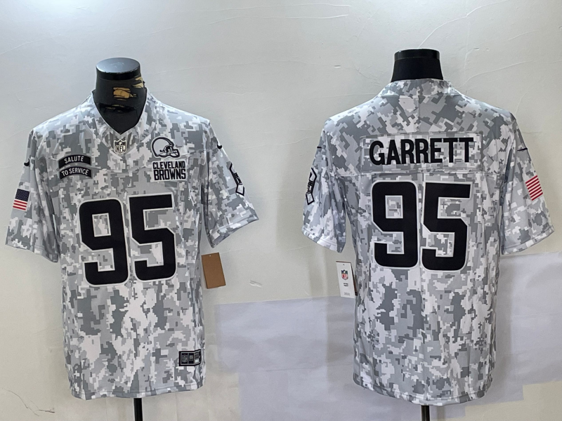 Men's Cleveland Browns Myles Garrett #95 Arctic Camo 2024 Salute to Service Limited Jersey